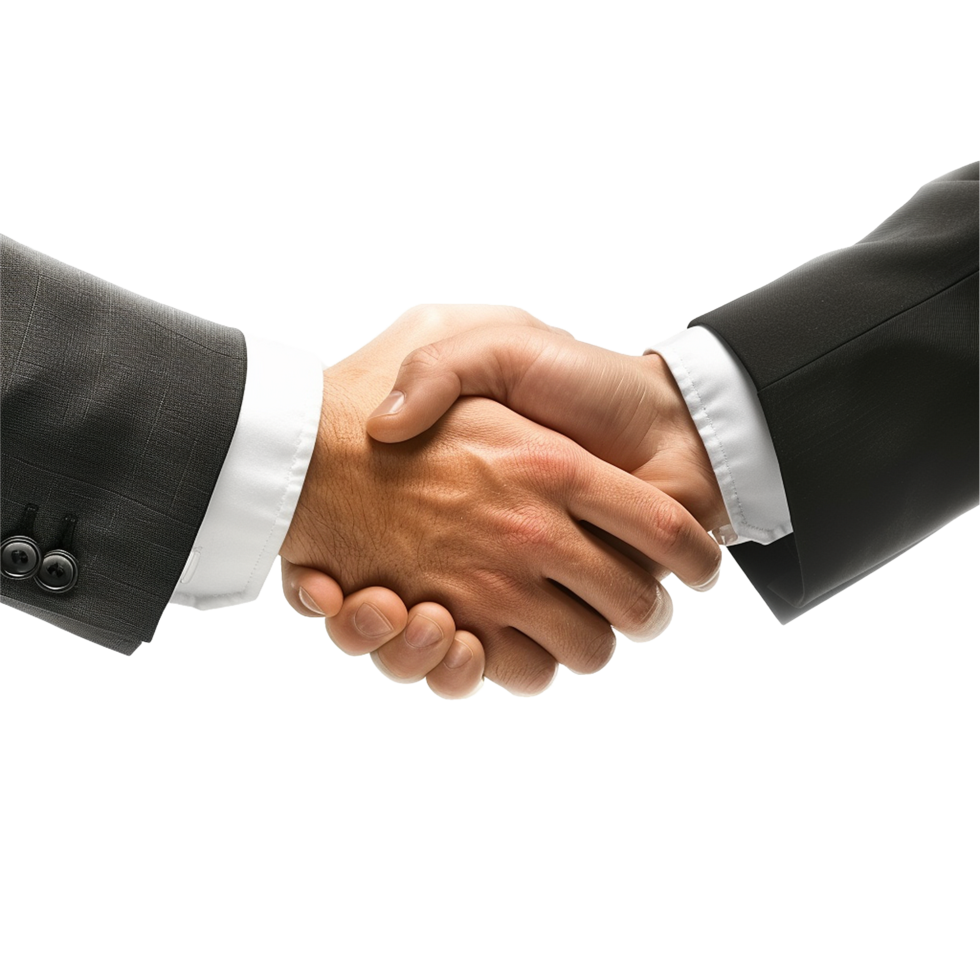 AI generated Two businessman hand shake png isolated on transparent background