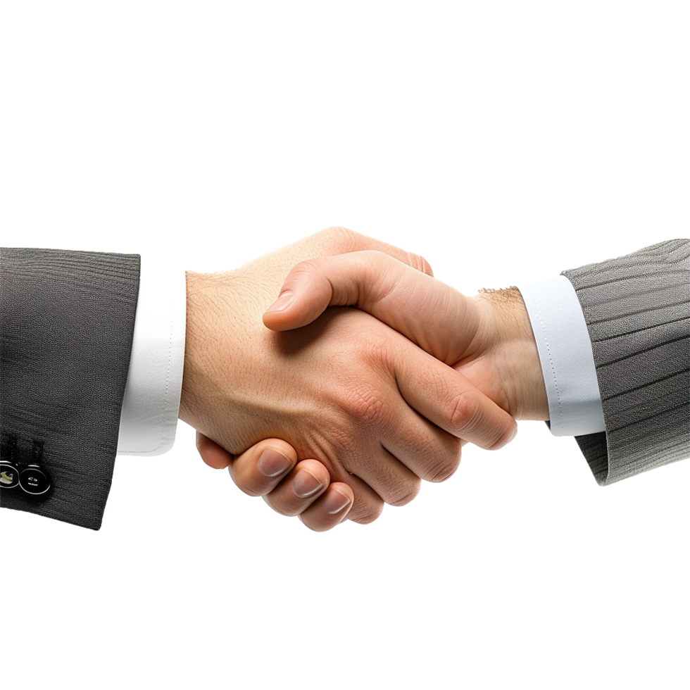 AI generated Two businessman hand shake png isolated on transparent background
