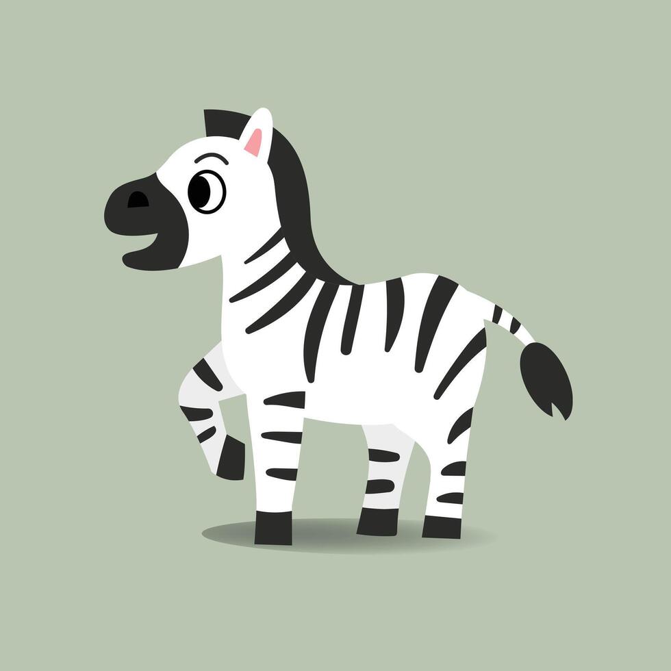 Cute Zebra cartoon illustration.Flat africa animal flat style vector