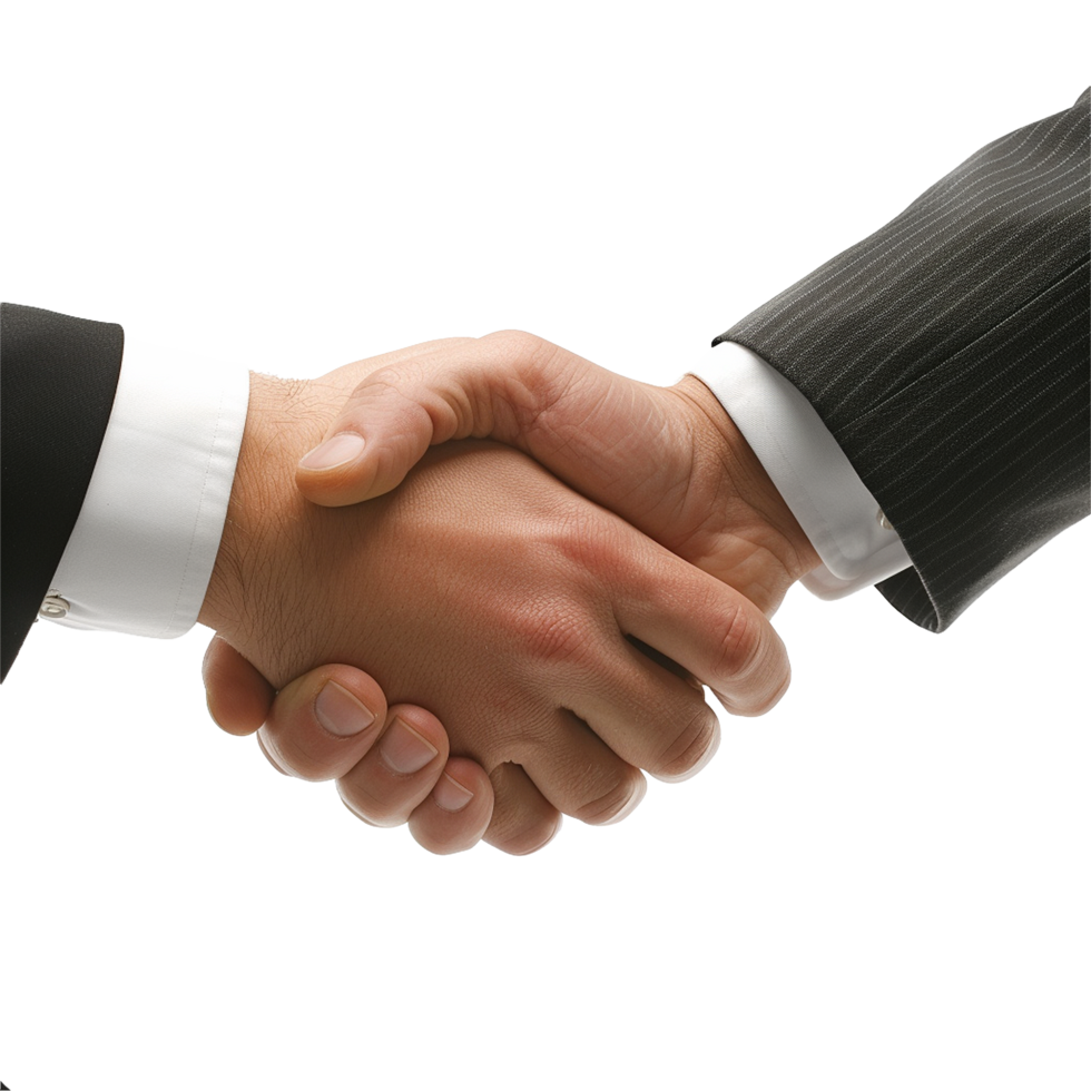 AI generated Two businessman hand shake png isolated on transparent background
