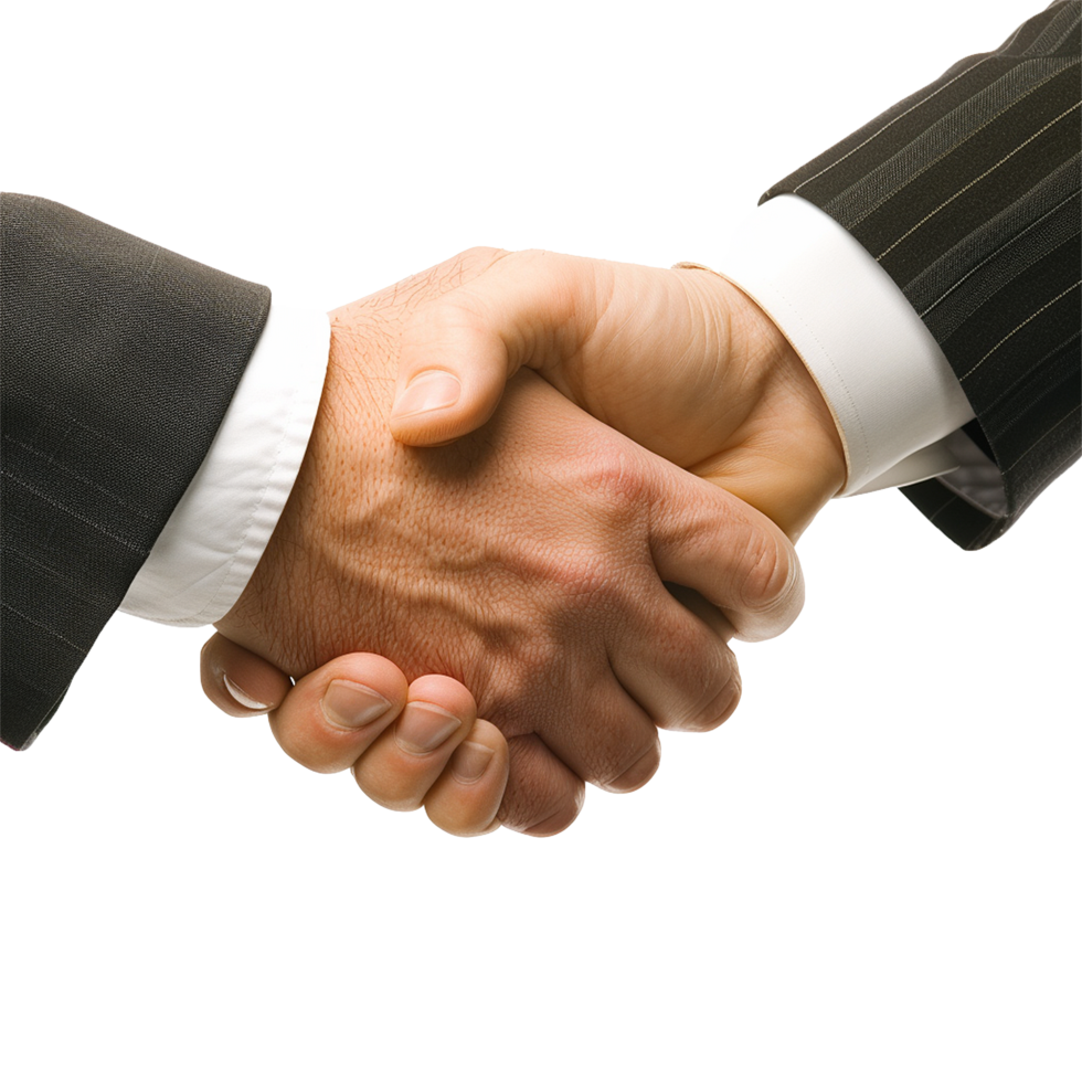 AI generated Two businessman hand shake png isolated on transparent background