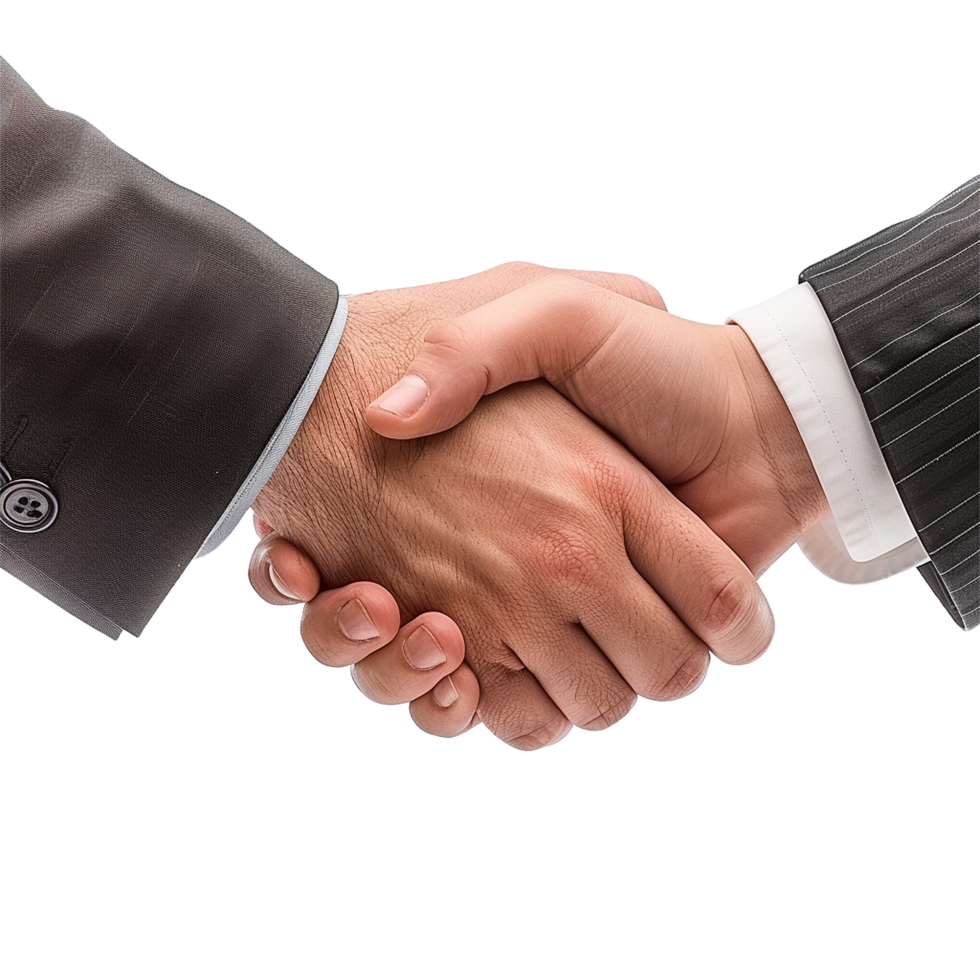 AI generated Two businessman hand shake png isolated on transparent background