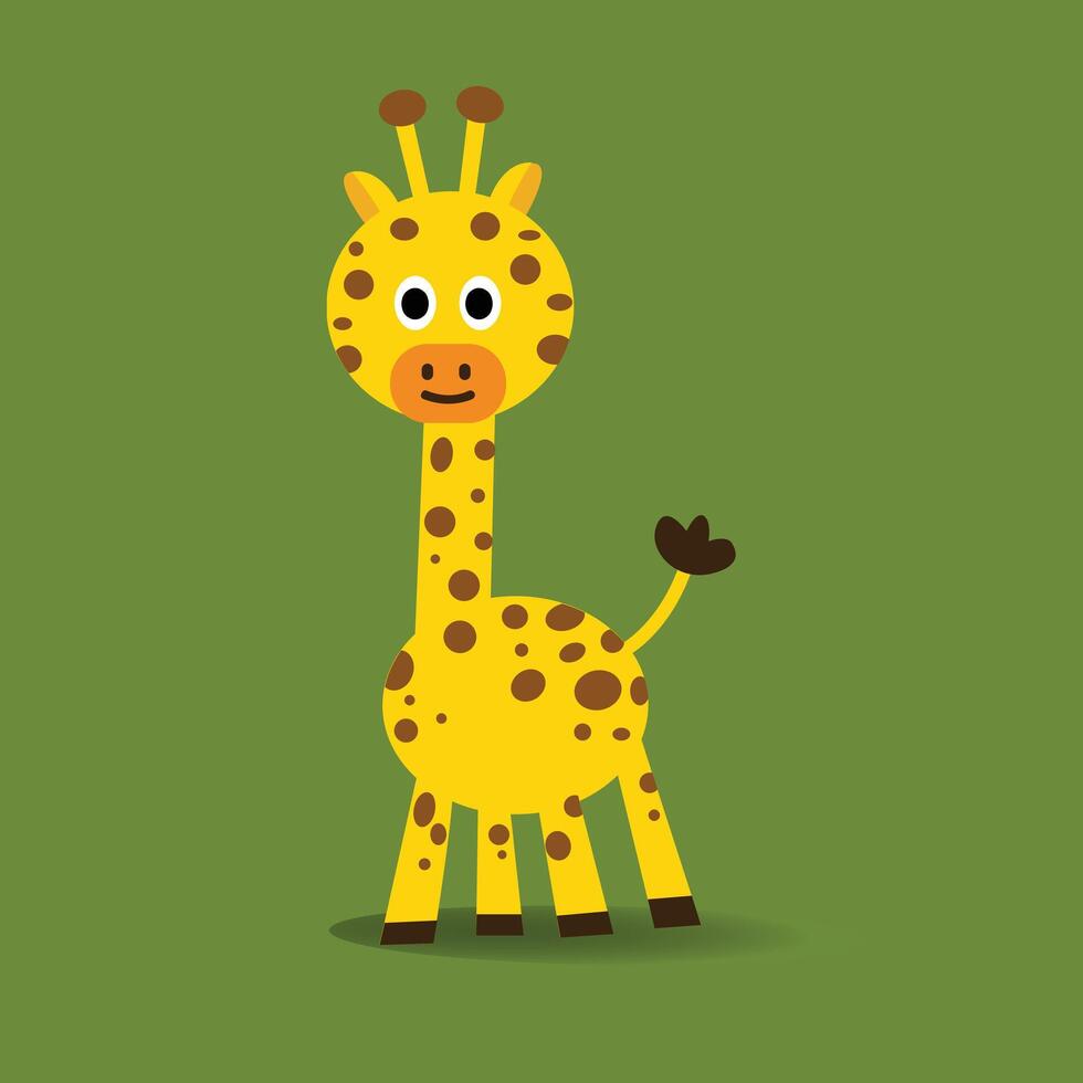 Adorable Giraffe with Green Background. Vector illustration.