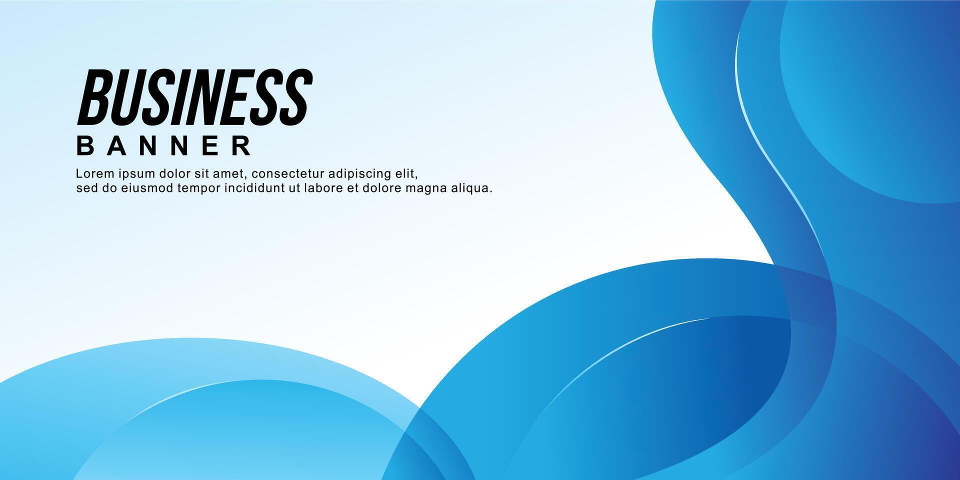 Business banner blue gradient color vector with wavy design concept