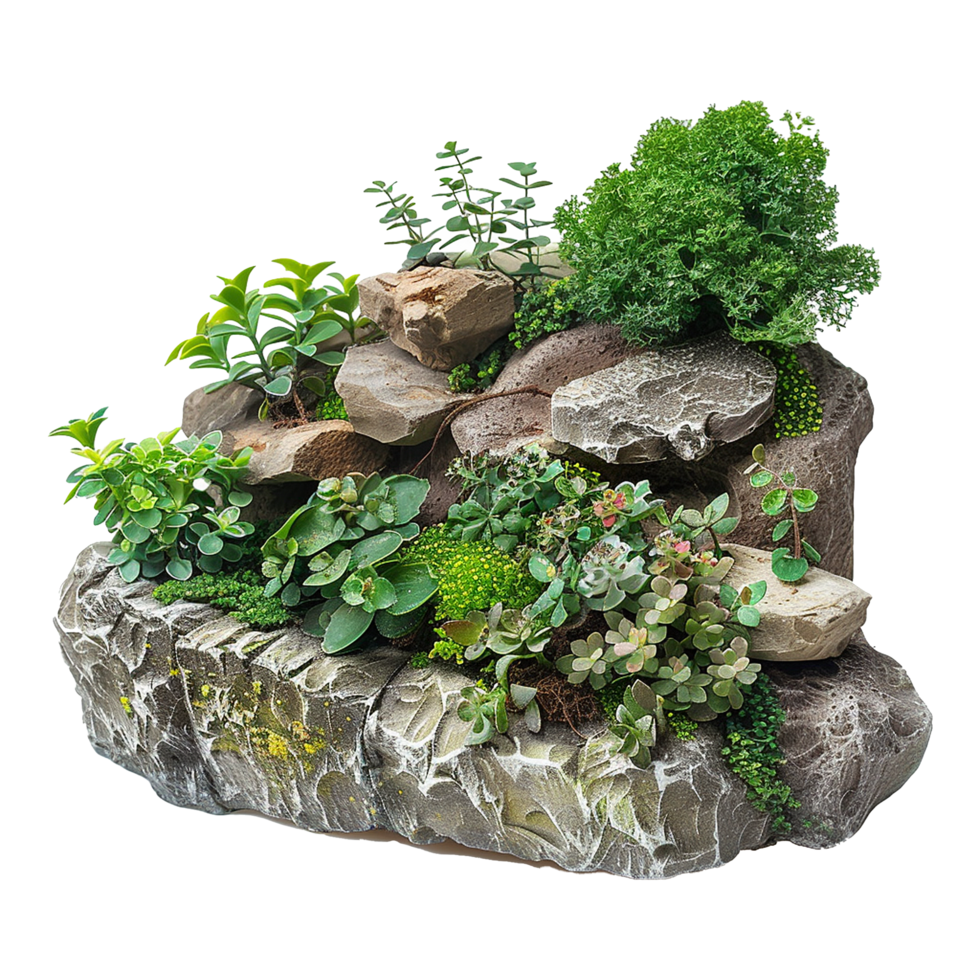 AI generated Natural outdoor herb garden sculpture isolated on transparent background png