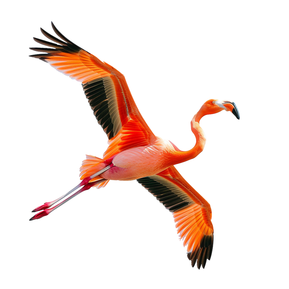 AI generated Flamingo flying png isolated on transparent background