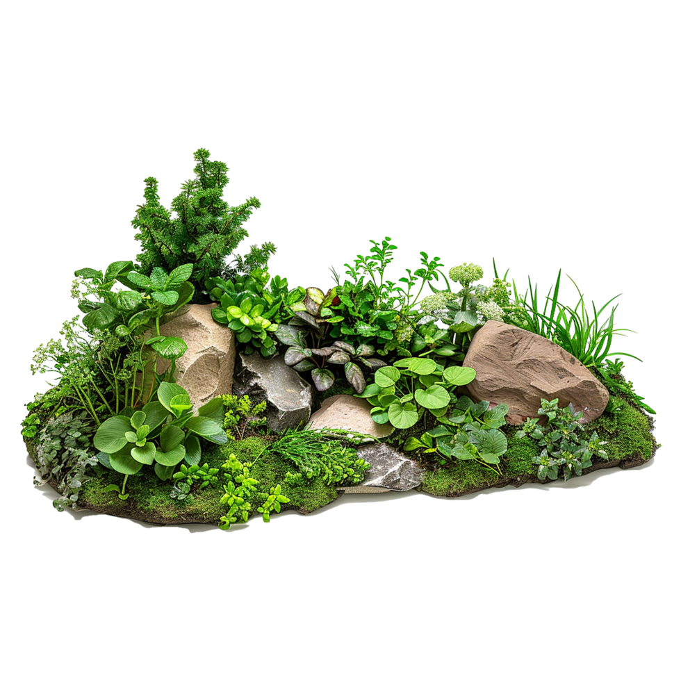 AI generated Natural outdoor herb garden sculpture isolated on transparent background png