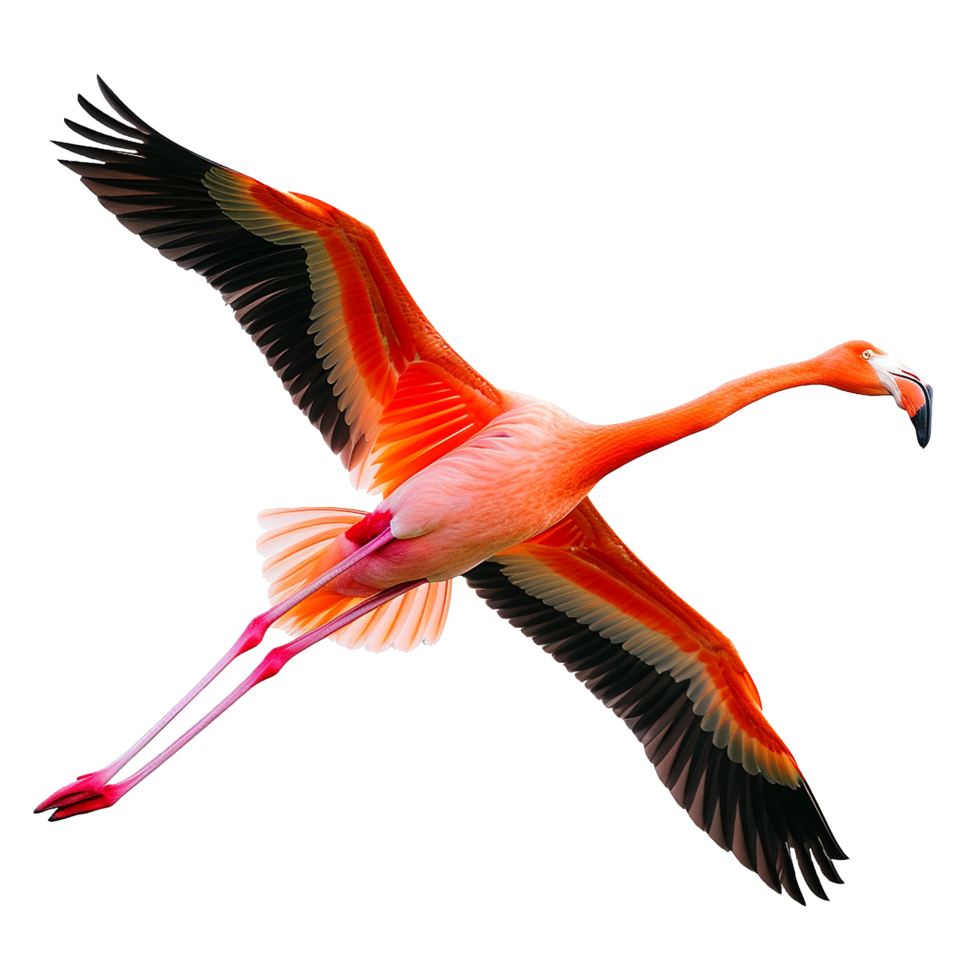 AI generated Flamingo flying png isolated on transparent background
