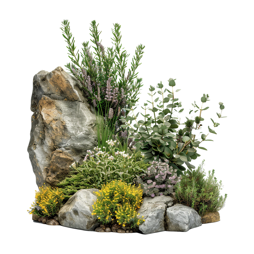 AI generated Natural outdoor herb garden sculpture isolated on transparent background png