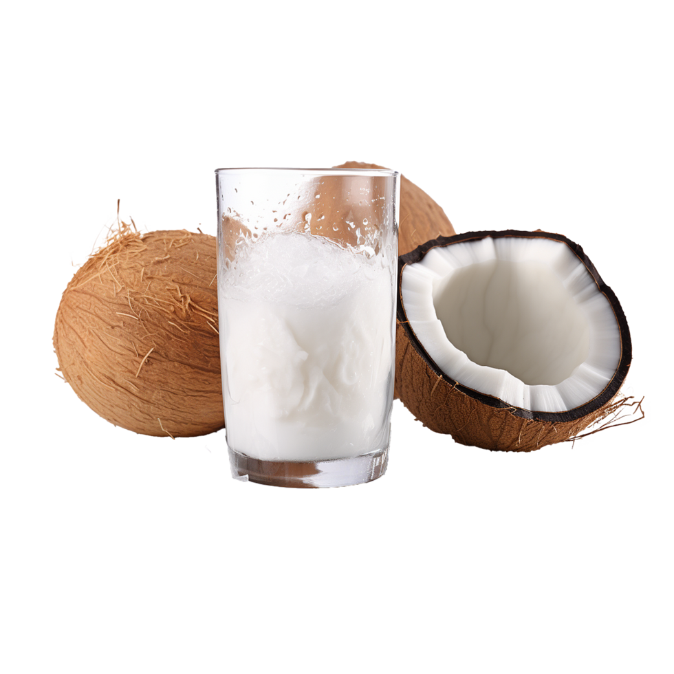 AI generated Cool young coconut juice png isolated on transparent background