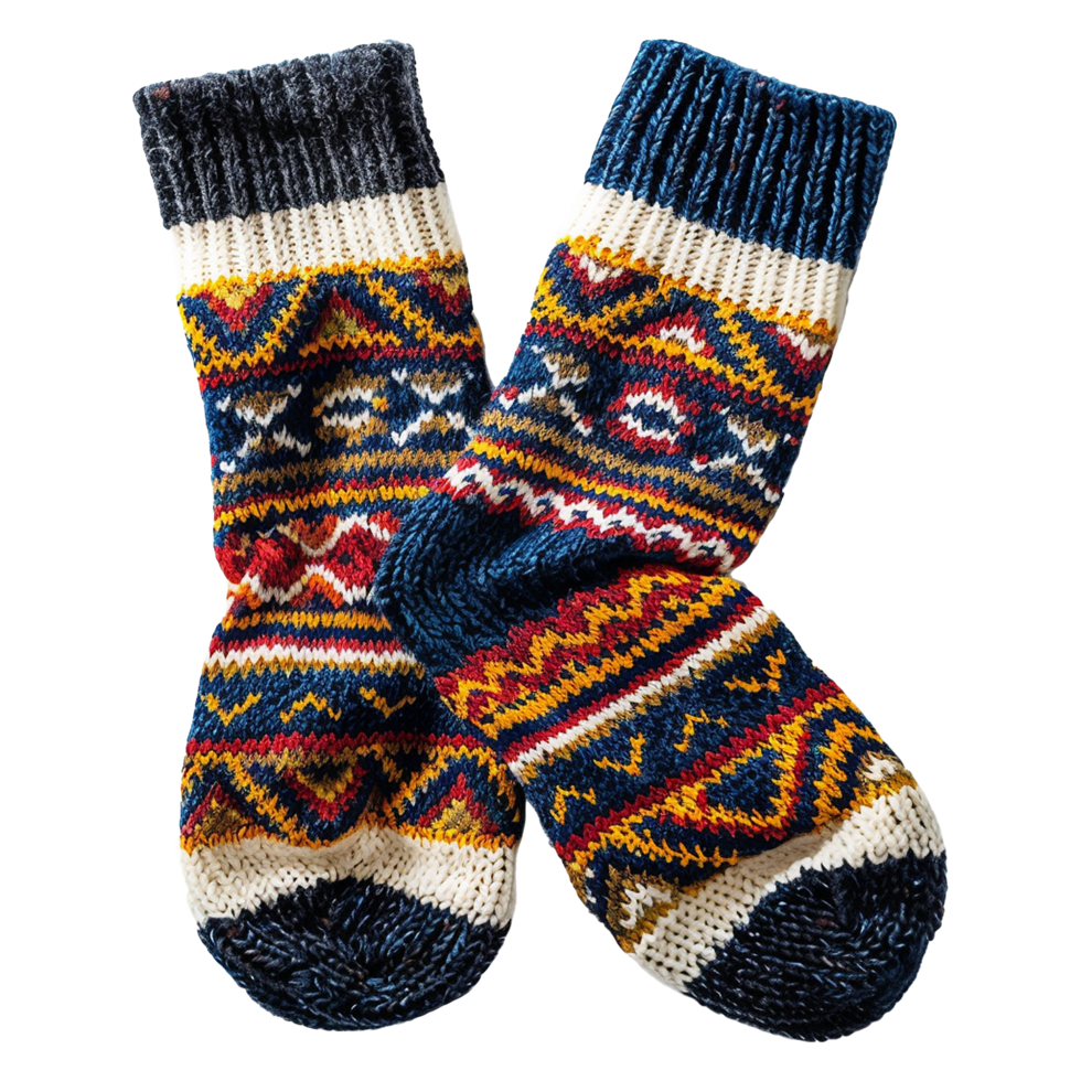 AI generated Magnificent wool blend crew socks isolated on transparent background png