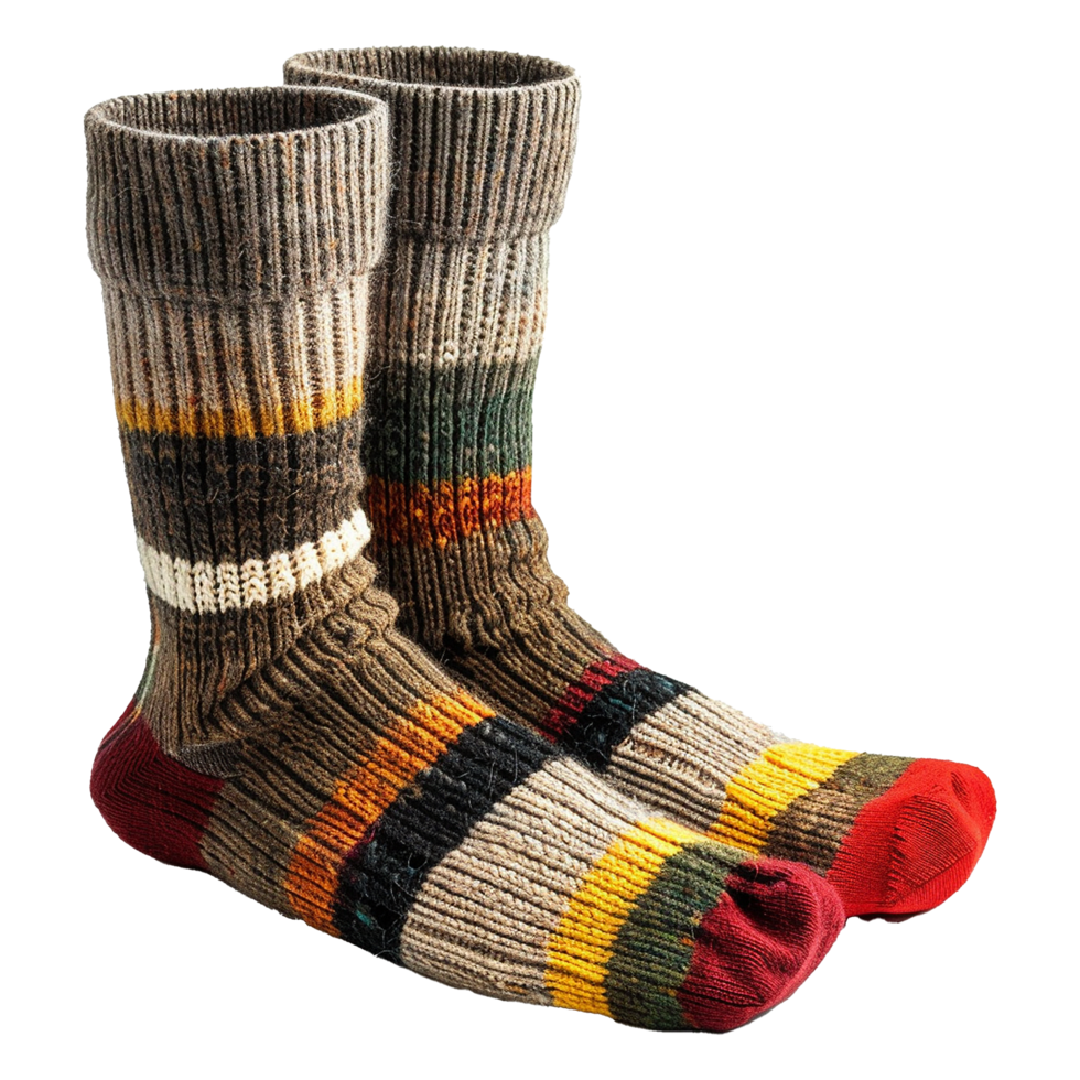 AI generated Magnificent wool blend crew socks isolated on transparent background png