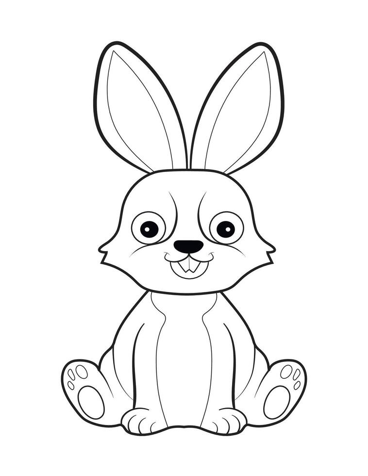 AI generated Coloring painting for kids with a rabbit black and white vector drawing