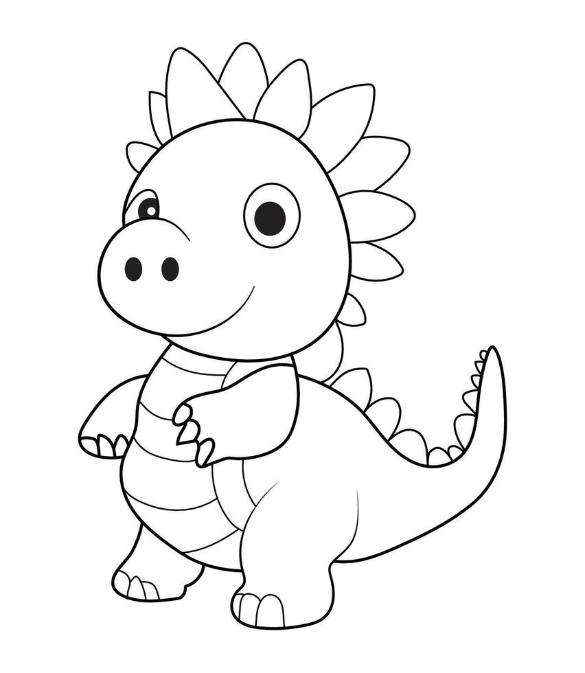 AI generated Dinosaur line art for coloring book page vector