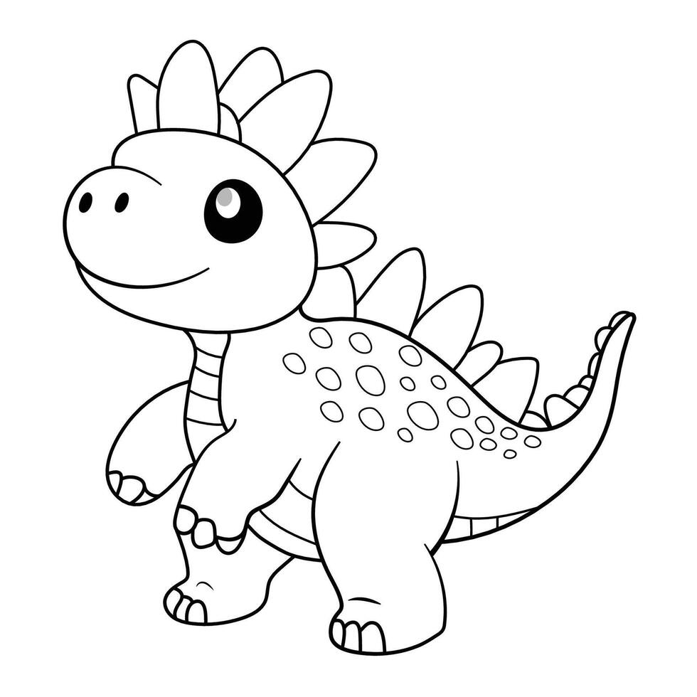 AI generated Dinosaur line art for coloring book page vector