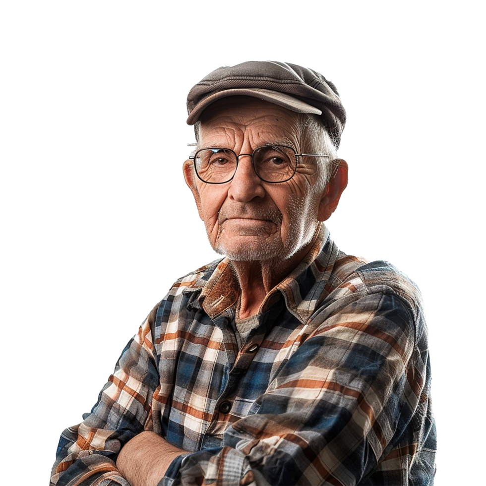 AI generated Portrait of a worker old man isolated on transparent background png