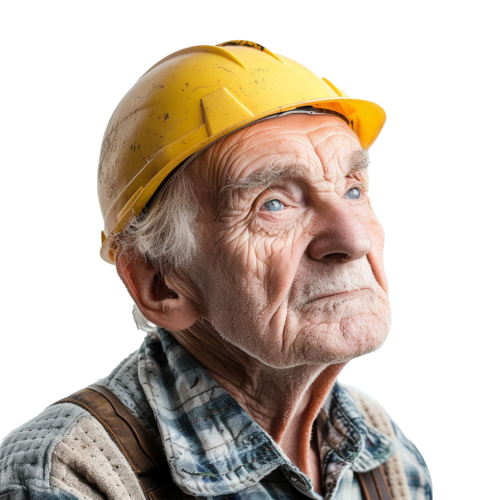 AI generated Portrait of a worker old man isolated on transparent background png