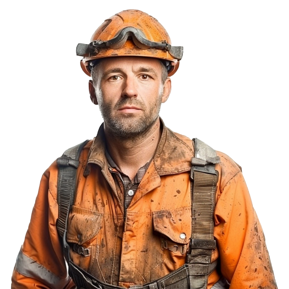 AI generated Portrait of a worker man isolated on transparent background png