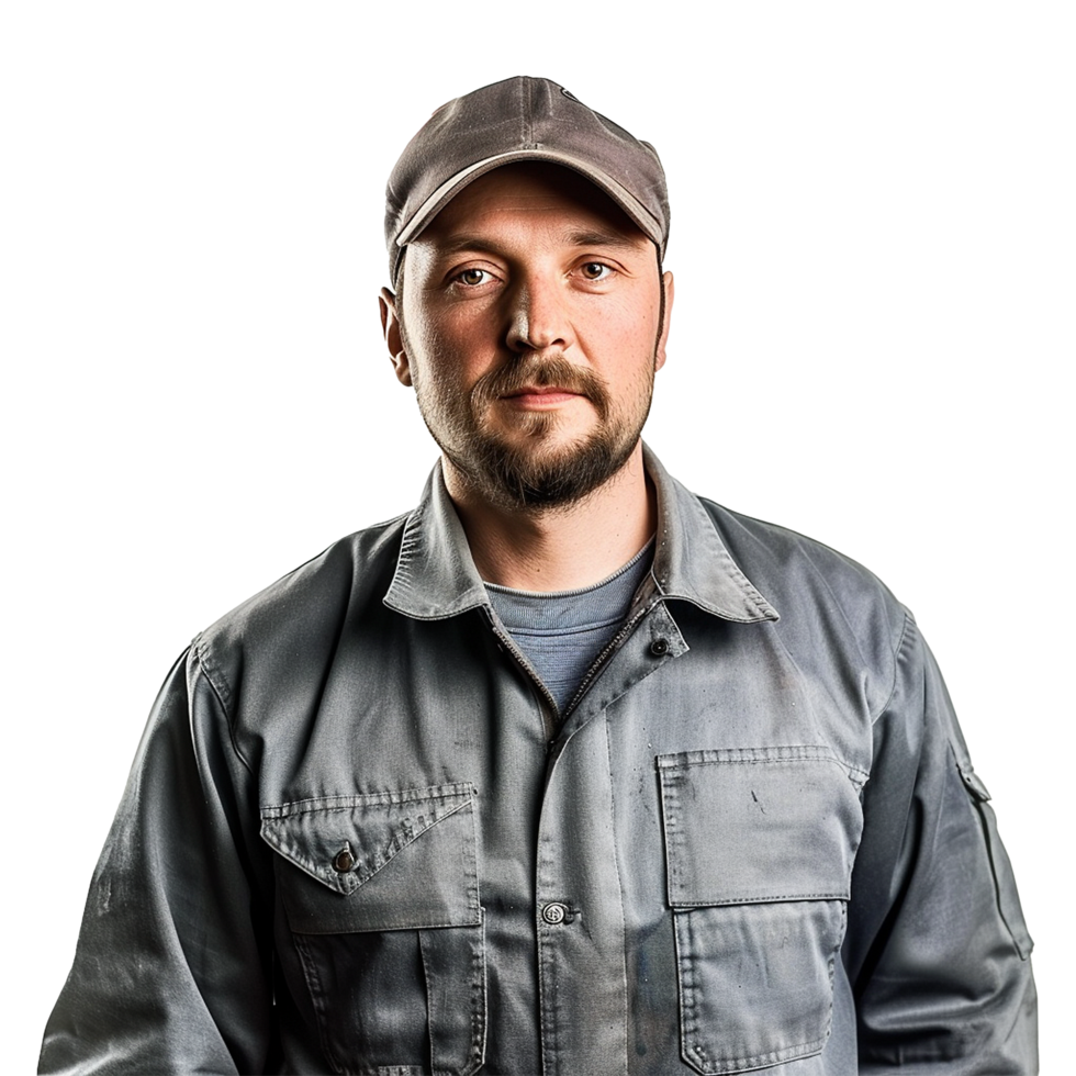 AI generated Portrait of a worker man isolated on transparent background png