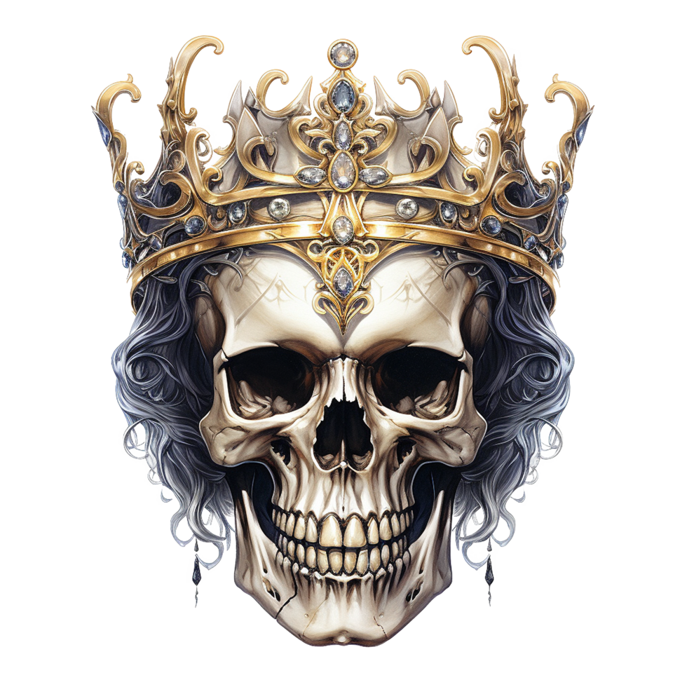 AI generated King skull crown png isolated on transparent background