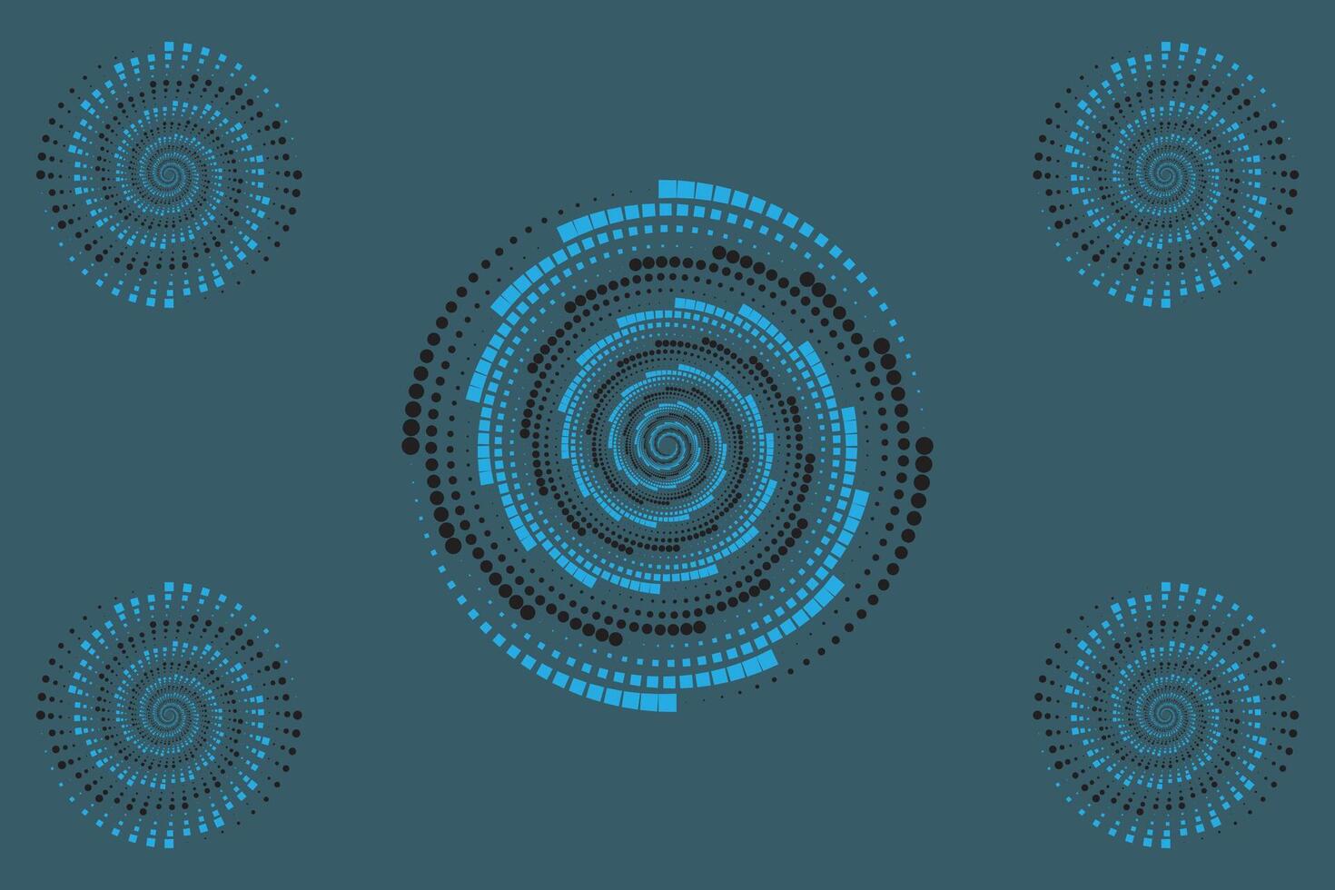 Halftone circular spiral logo set. Circular dotted isolated on the white background vector
