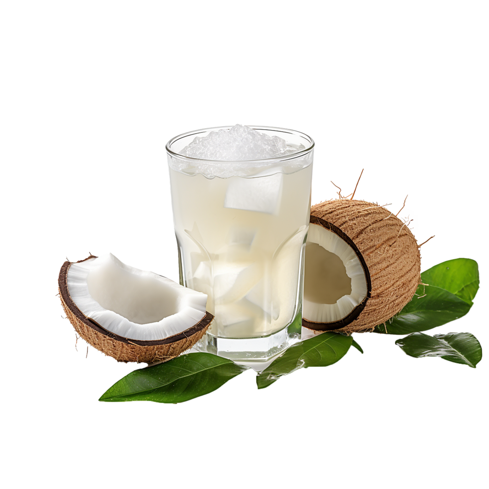 AI generated Cool young coconut juice png isolated on transparent background
