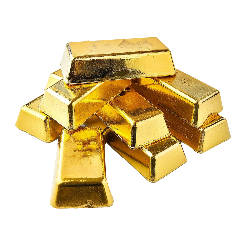 AI generated Gold bars isolated on transparent background png