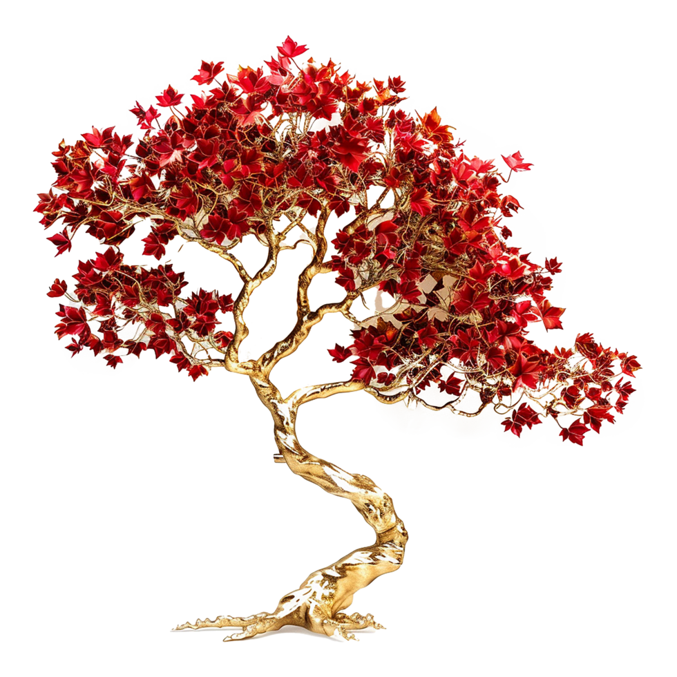 AI generated Red tree isolated on transparent background png
