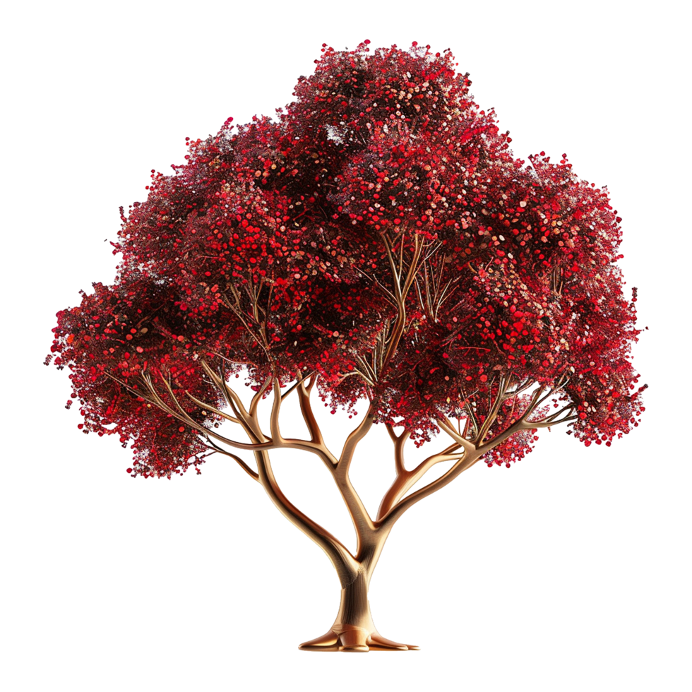 AI generated Red tree isolated on transparent background png