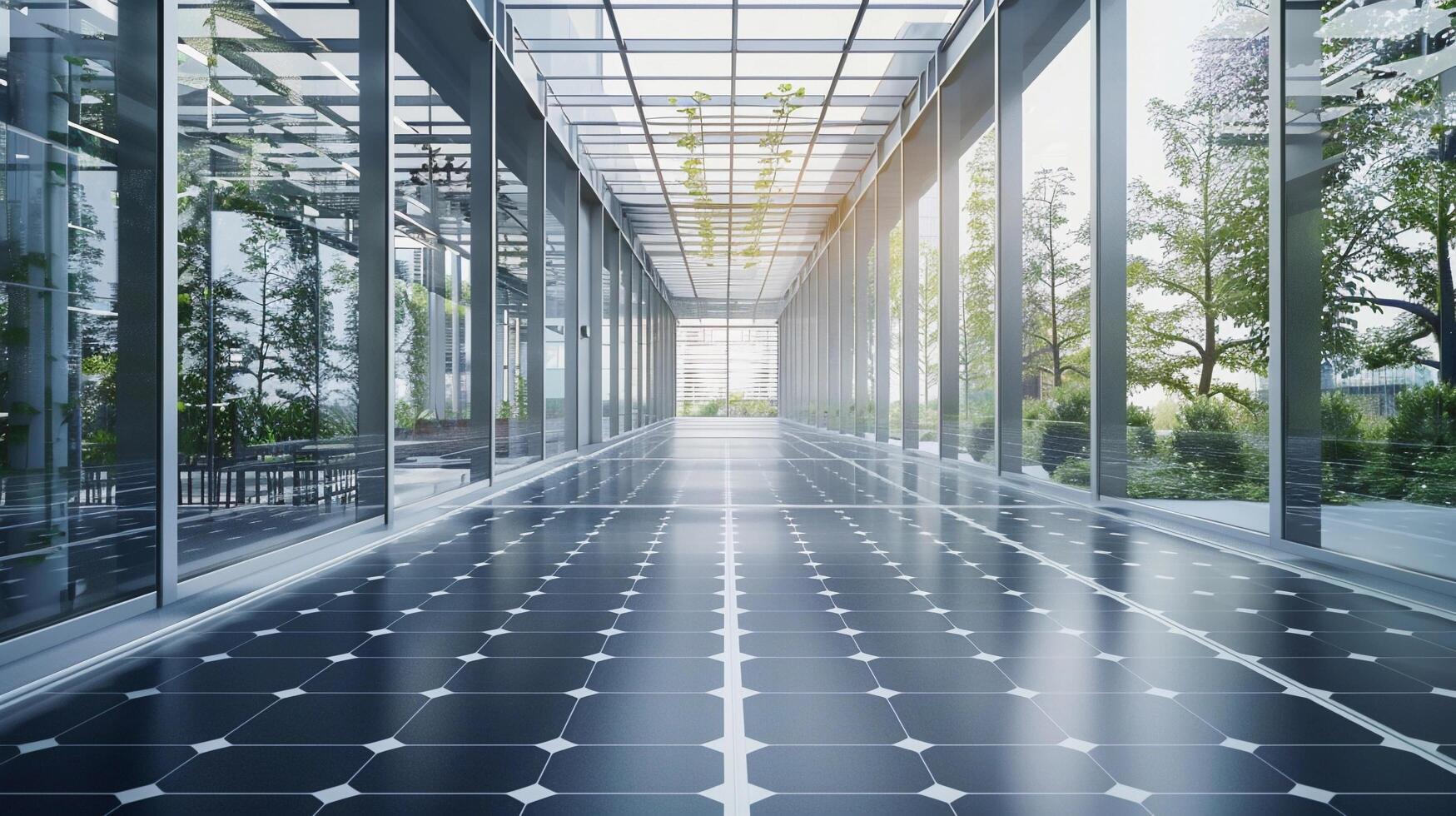 AI generated Energy-Efficient Features, energy-efficient features such as smart lighting systems, solar panels and sustainable materials, background image, generative AI photo