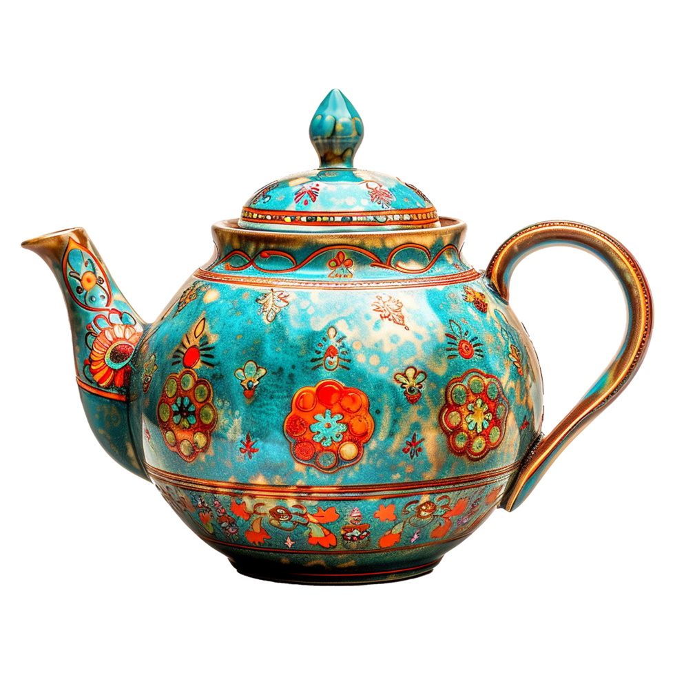 AI generated Luxury eye catching traditional teapot isolated on transparent background png