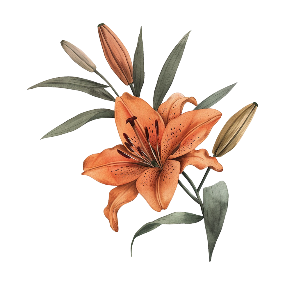 AI generated Orange lily flower isolated on transparent background png