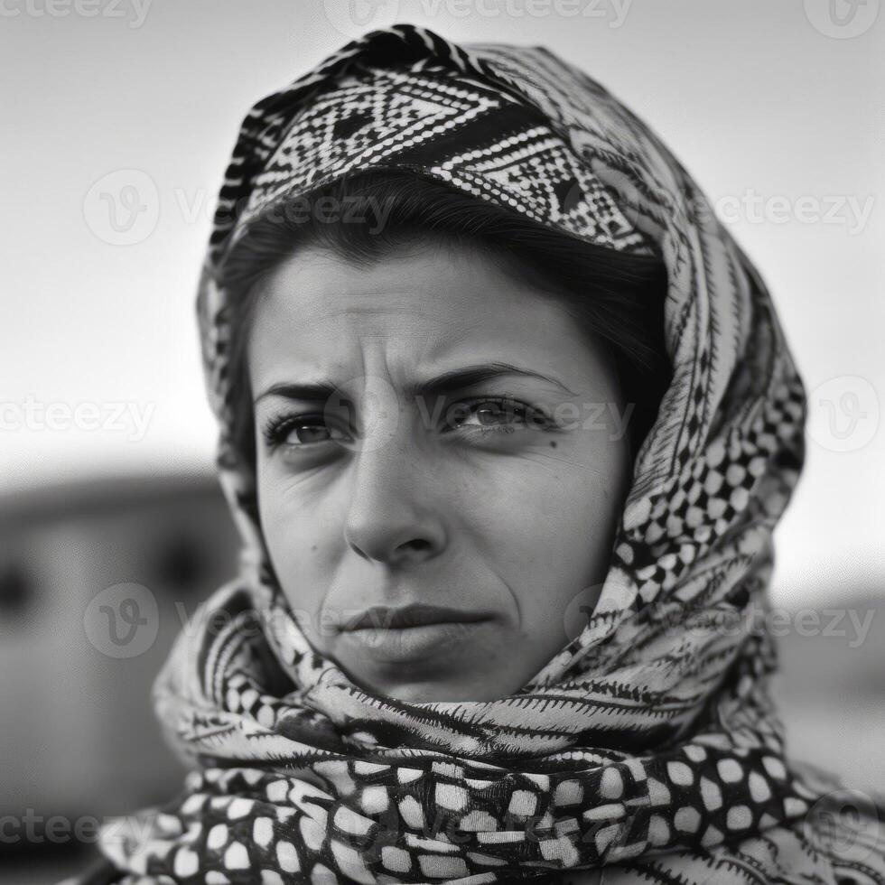 AI generated Palestinian Pride - Portrait in Keffiyeh photo