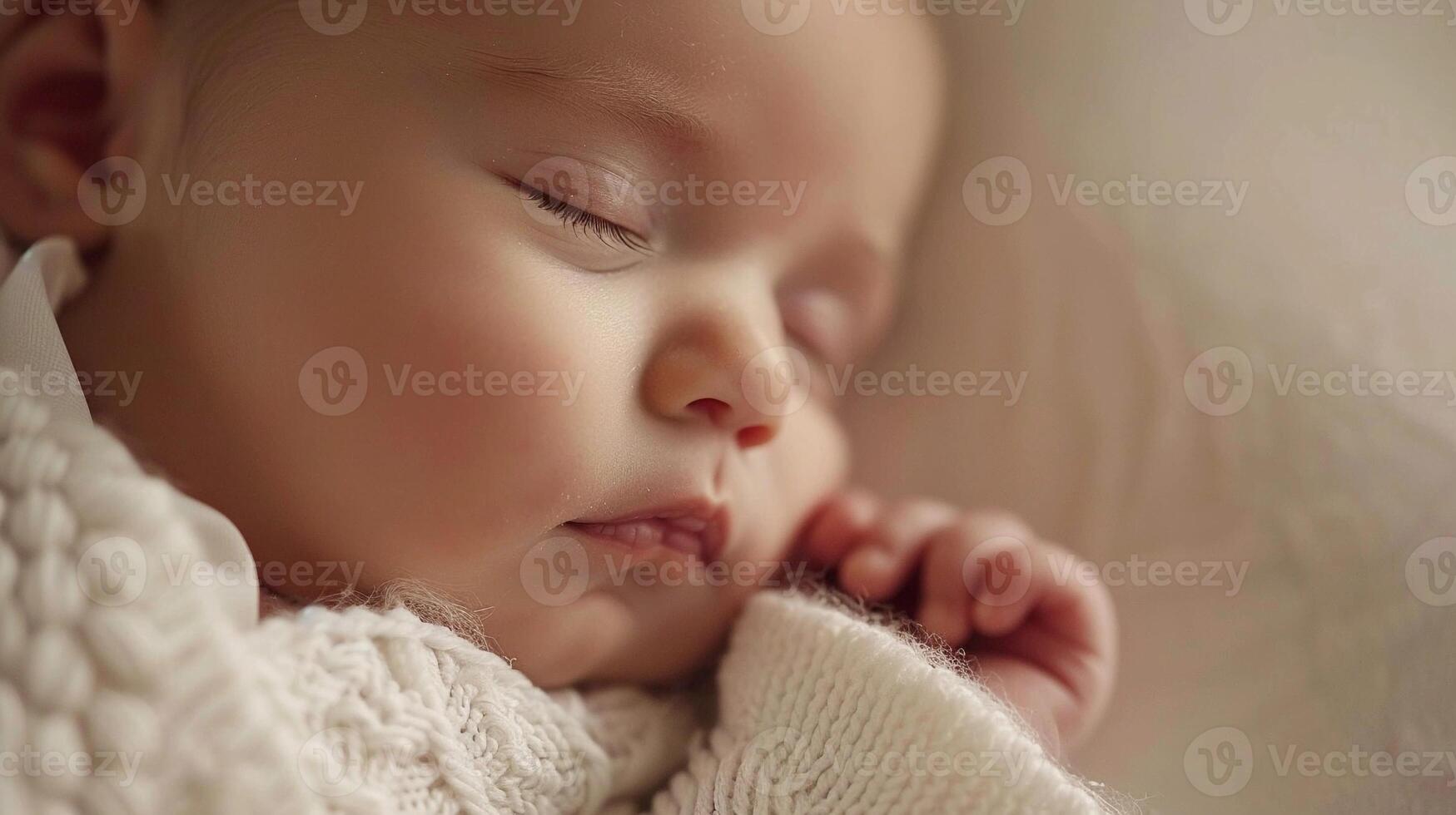 AI generated Close-Up Details, close-up shots of the newborn baby's tiny features, such as their button nose, tiny fingers or rosy cheeks, background image, generative AI photo