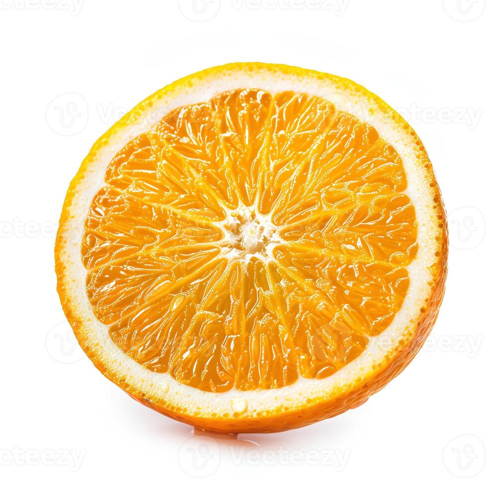 AI generated orange isolated on white background with shadow. Orange isolated. Refreshing citrus fruit orange slices photo