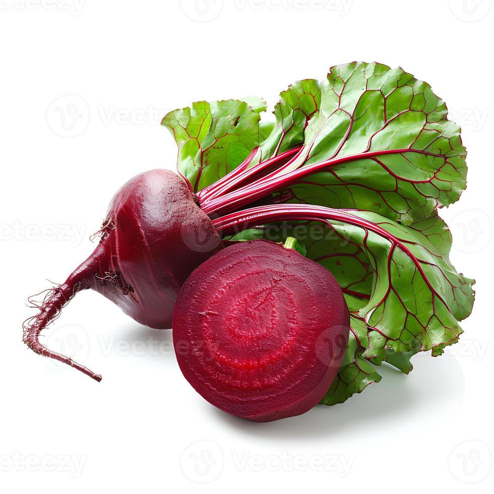 AI generated Beetroot isolated on white background with shadow. Red beets isolated. Beetroot vegetable top view photo