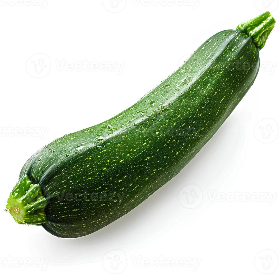 AI generated Zucchini isolated on white background with shadow. courgette vegetable isolated. Baby marrow top view. Zucchini flat lay. Organic vegetable photo