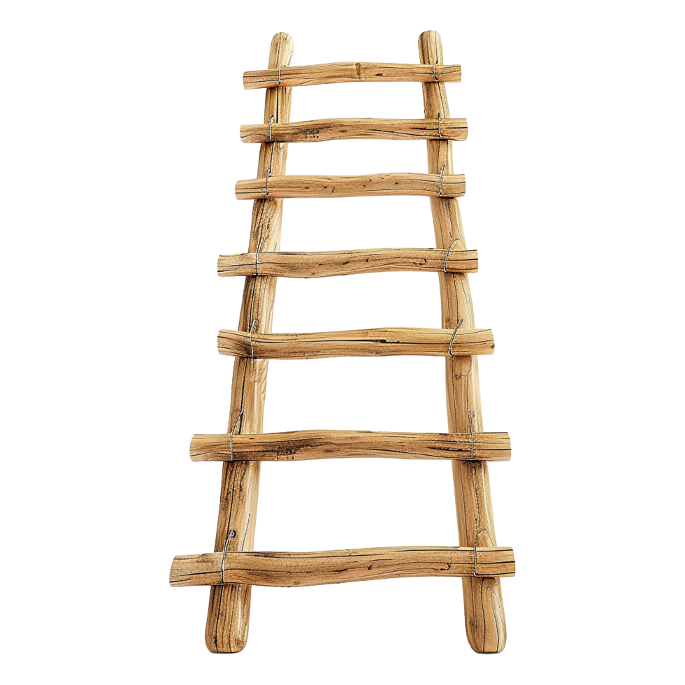 AI generated Wooden ladder of success on transparent background png