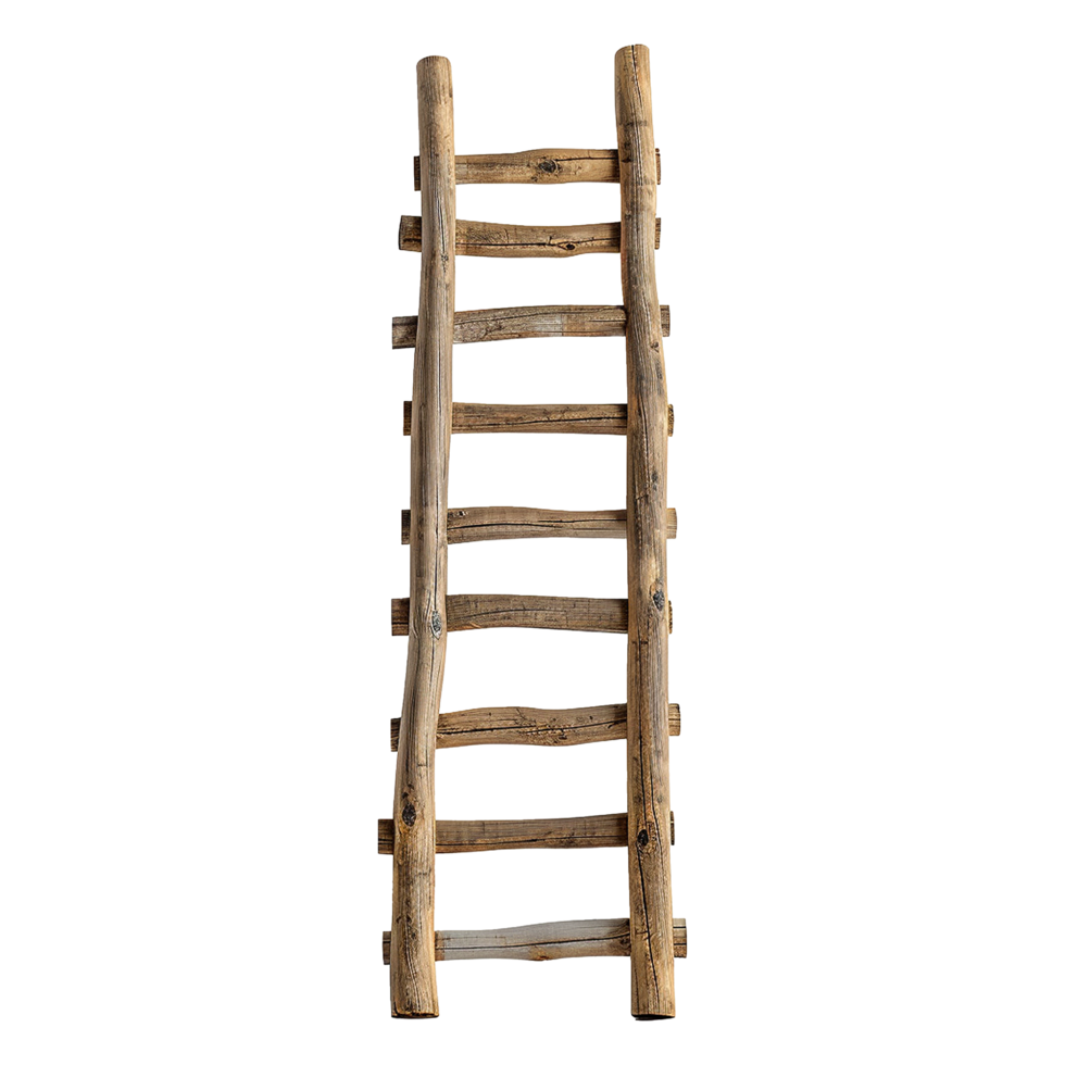 AI generated Wooden ladder of success on transparent background png