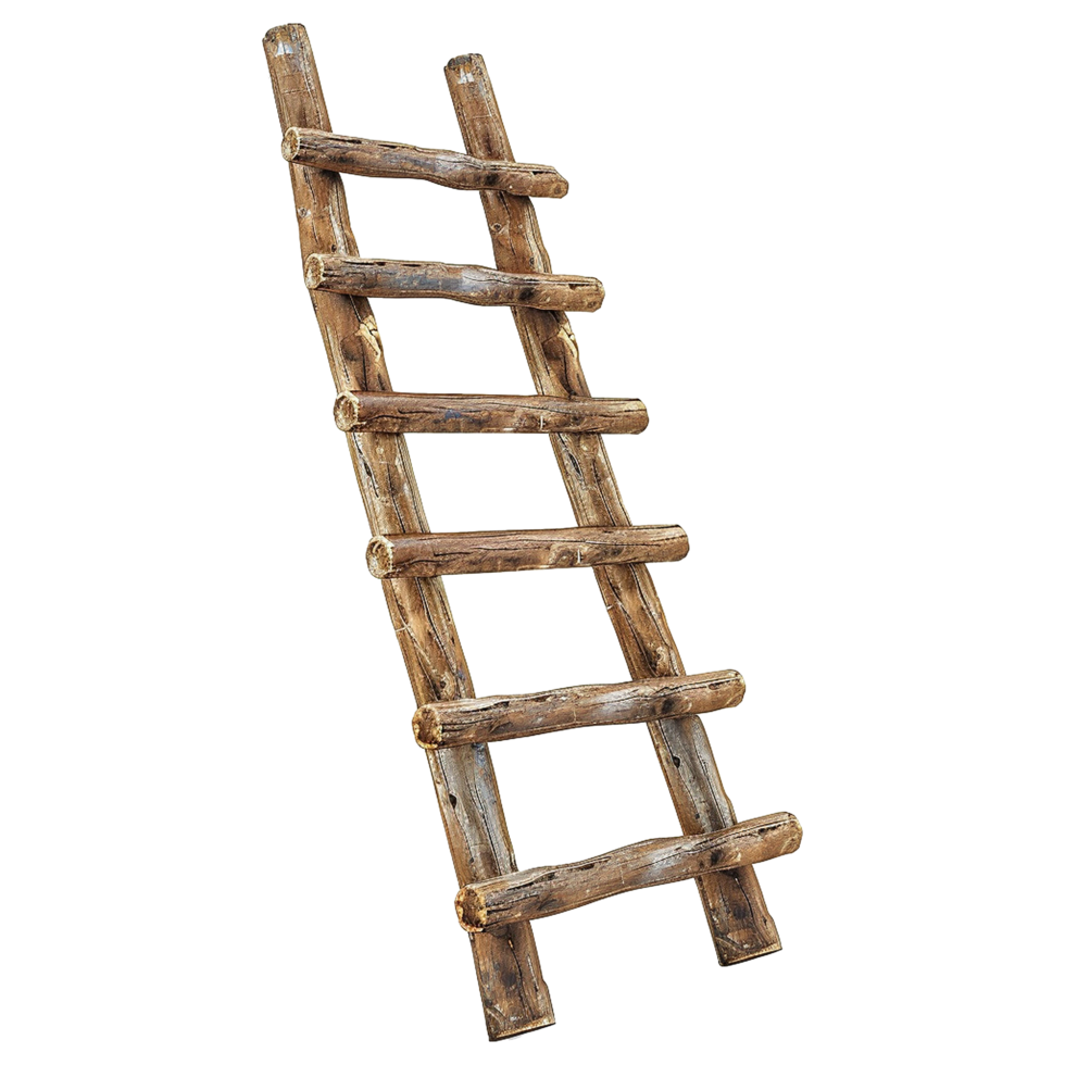 AI generated Wooden ladder of success on transparent background png
