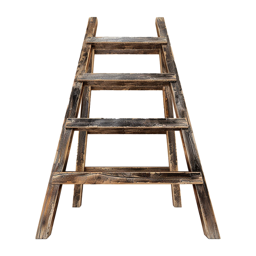 AI generated Wooden ladder of success on transparent background png