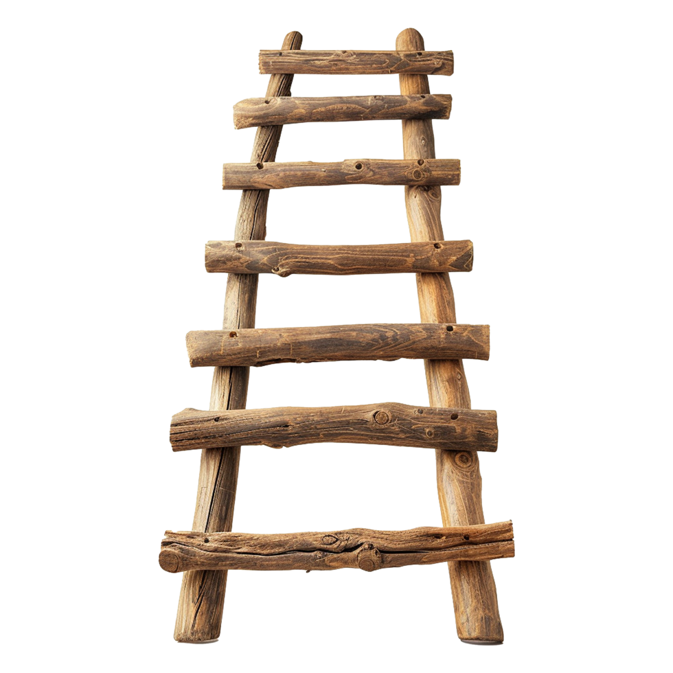 AI generated Wooden ladder of success on transparent background png