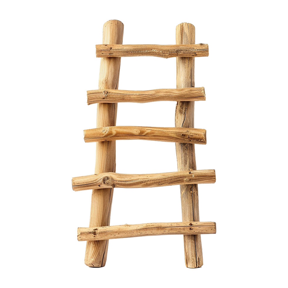 AI generated Wooden ladder of success on transparent background png