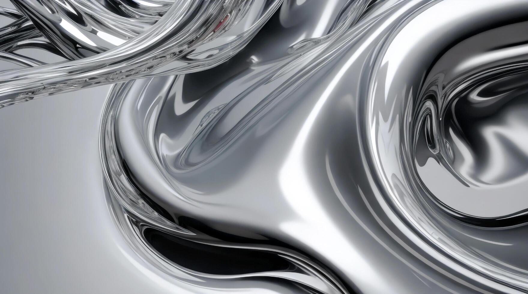 AI generated Chrome glossy abstract metallic steel liquid shiny fluid sliver futuristic background texture design photo