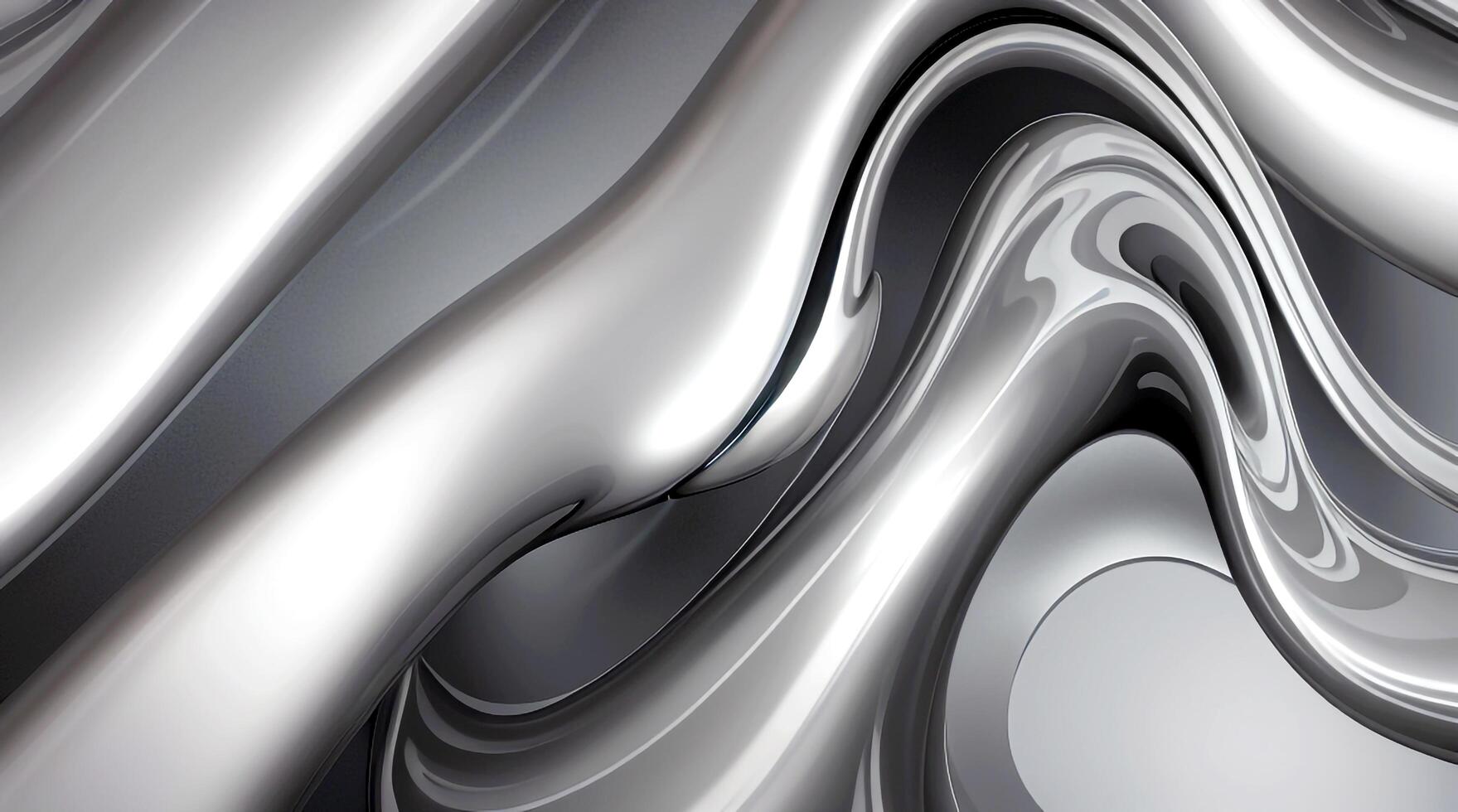 AI generated Chrome glossy abstract metallic steel liquid shiny fluid sliver futuristic background texture design photo