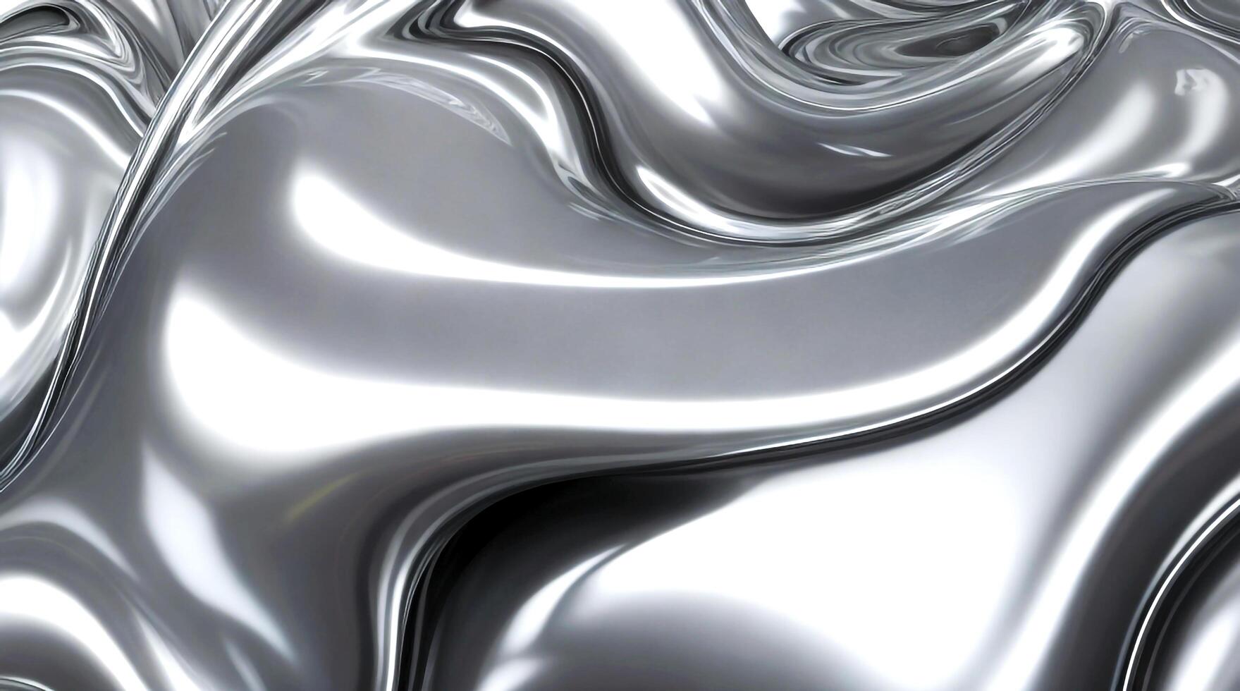 AI generated Chrome glossy abstract metallic steel liquid shiny fluid sliver futuristic background texture design photo