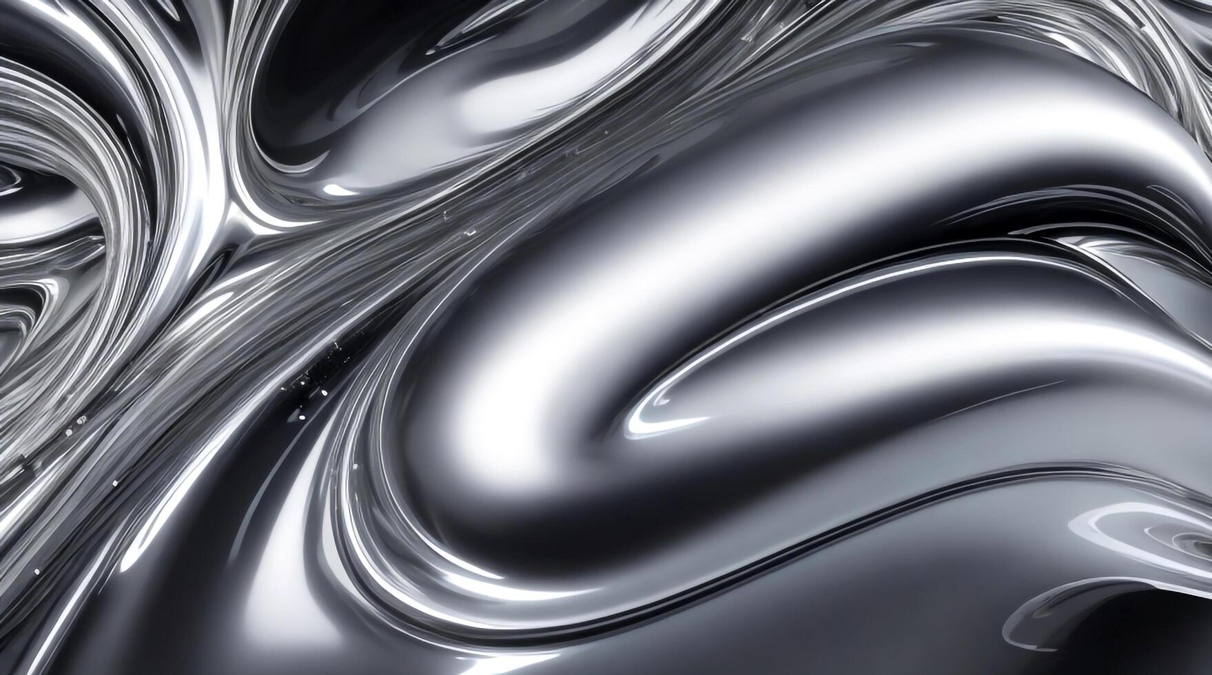 AI generated Chrome glossy abstract metallic steel liquid shiny fluid sliver futuristic background texture design photo