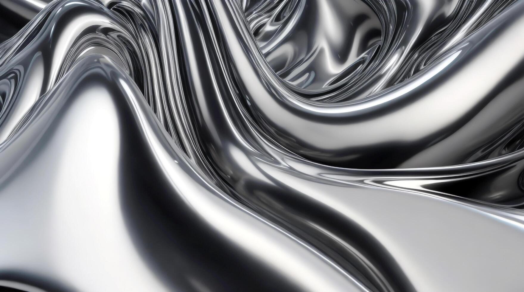 AI generated Chrome glossy abstract metallic steel liquid shiny fluid sliver futuristic background texture design photo