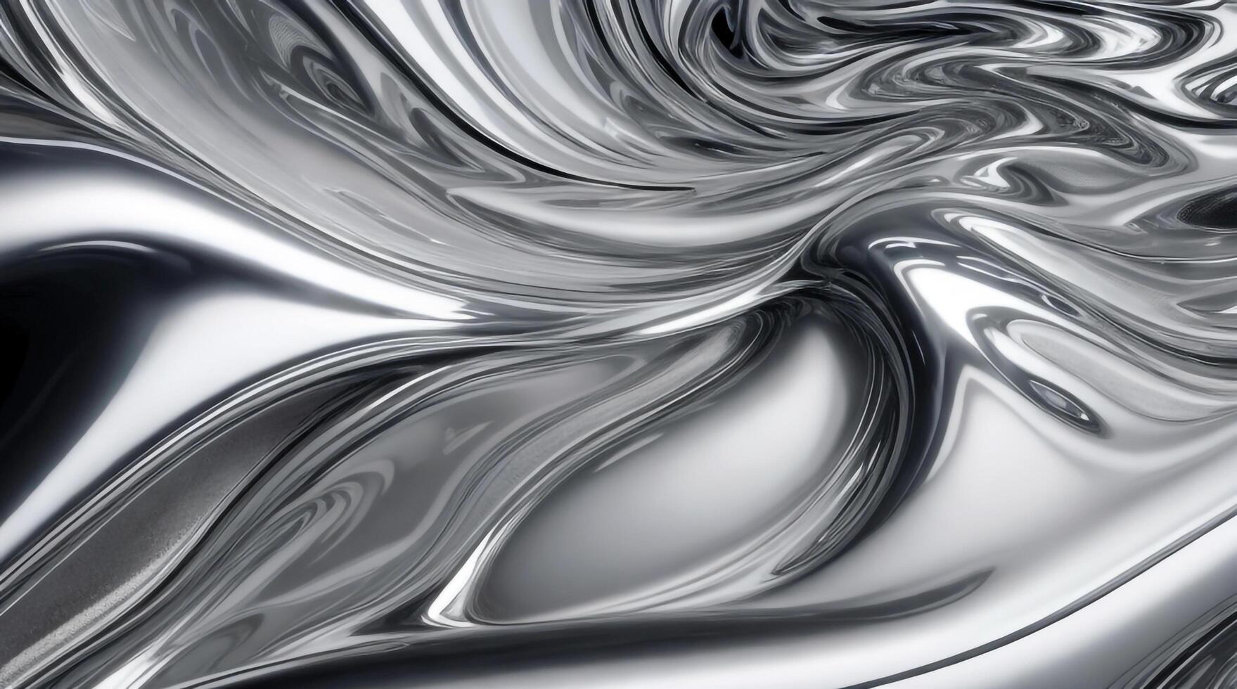 AI generated Chrome glossy abstract metallic steel liquid shiny fluid sliver futuristic background texture design photo