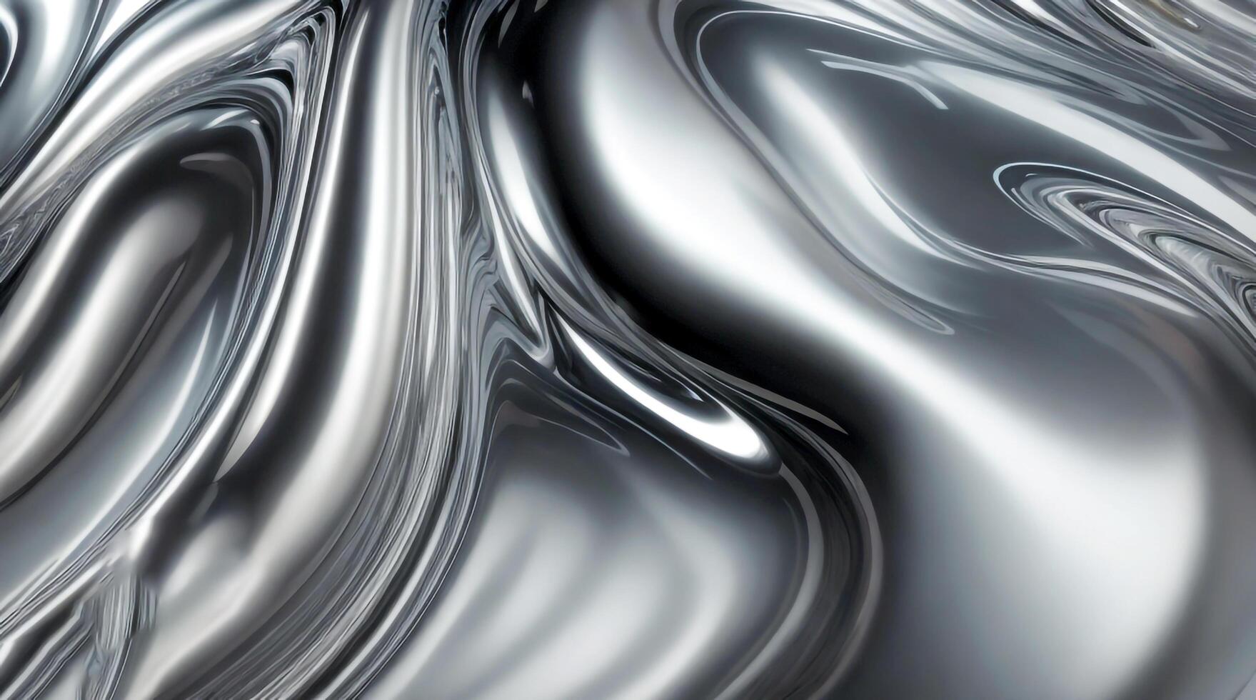 AI generated Chrome glossy abstract metallic steel liquid shiny fluid sliver futuristic background texture design photo